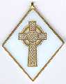 Celtic Cross on Fog White with Gold fill