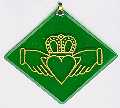 Outline Claddagh on Irish Green with gold fill