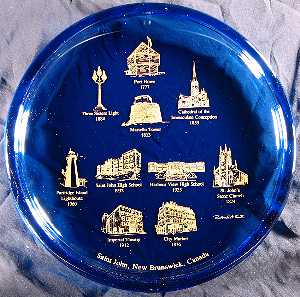 10 inch Cobalt Glass Plate with gold filled etch