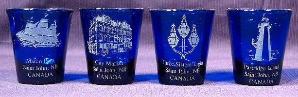 Etched Coblat Blue shot glasses