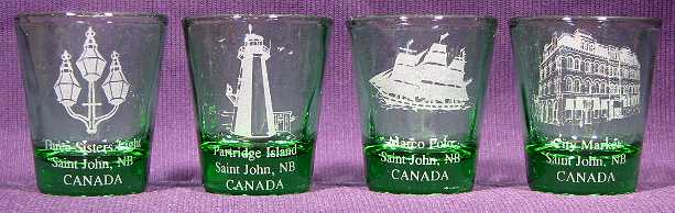 Etched Emerald Green shot glasses