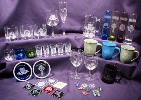 A selection of Etched Celtic Gifts Available