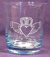 Outline Claddagh on 13oz Flared Double Old fashioned Tumbler