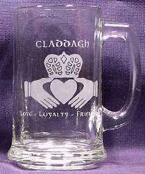 Solid Claddagh with text on 15oz Beer Mug