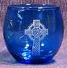 Celtic Cross on Cobalt Blue Roly Poly Votive